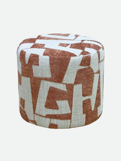 Pouf redondo Stava em chenille laranja terracota