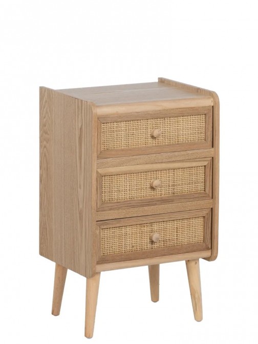 Wooden with 3 Drawers Bedside Table 397 Brown