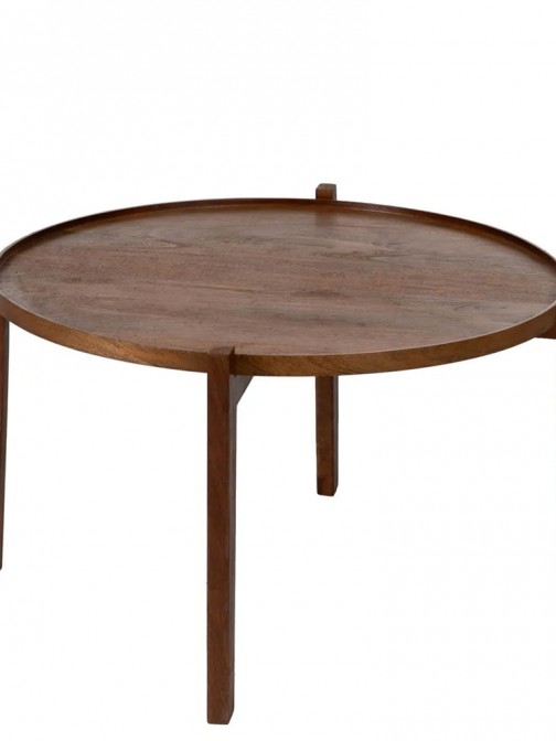 Round Mango Wood Coffee Table 662 Brown