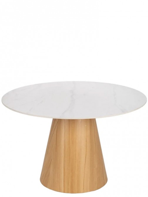 Round Wood and Metal Dining Table 351 White