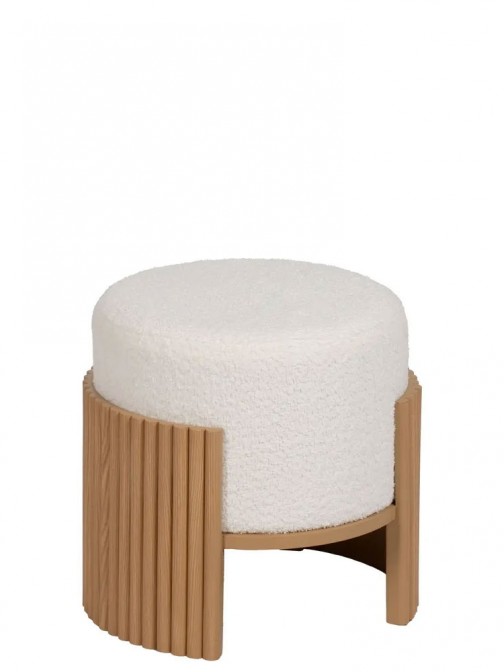 Pouf de Madeira e Tecido 806 Branco