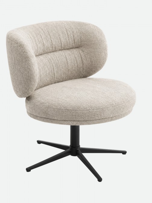 Ranum Chair in Beige Fabric with Black Metal Base