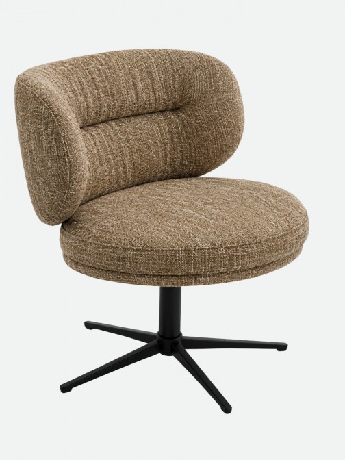 Ranum Chair in Brown Fabric with Black Metal Base