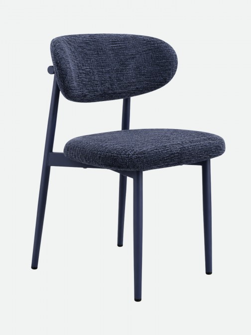 Cadeira de Jantar Arden em tecido azul e pernas em metal azul