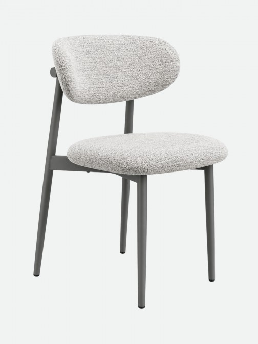 Arden Dining Chair in Light Grey Fabric with Grey Metal Legs