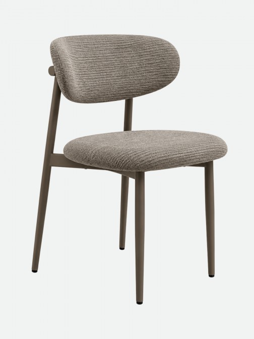 Cadeira de Jantar Arden em tecido taupe e pernas em metal castanho