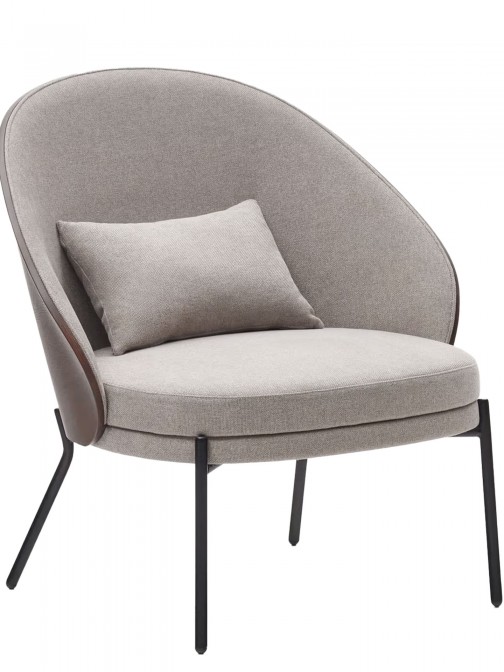 Metal and Fabric Armchair Taupe