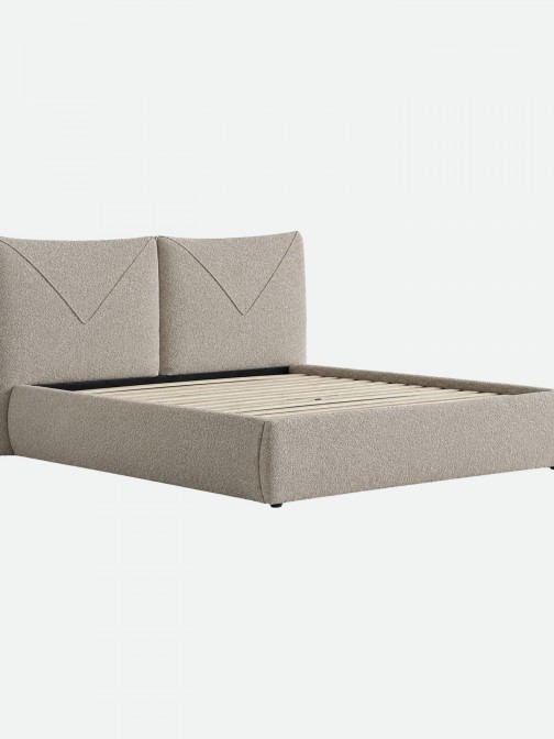 Cama de Matrimonio Rupert con Somier de 160x200 cm  Taupe