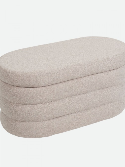 Pouf com arruma��o Melby em chenille Bege