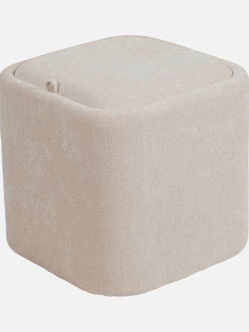 Pouf com arruma��o Alme em chenille Creme