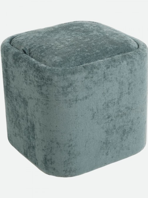 Pouf com arruma��o Alme em chenille Azul