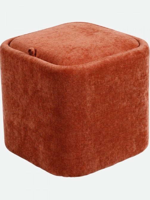 Pouf com arruma��o Alme em chenille Laranja