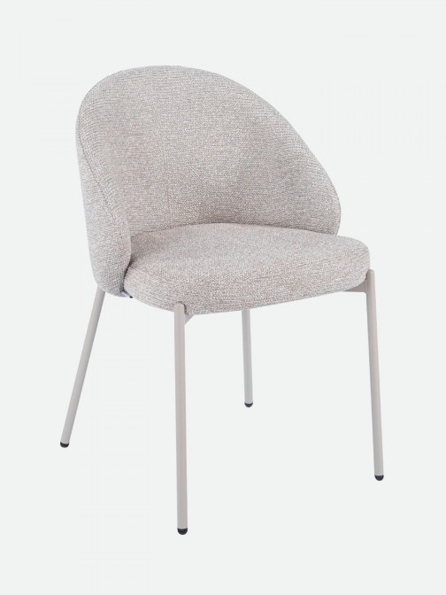 Prum Dining Chair Beige Fabric and Beige Metal Legs