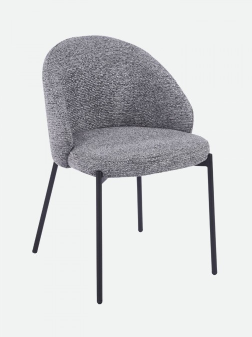 Prum Chair in Grey Fabric with Black Metal Legs