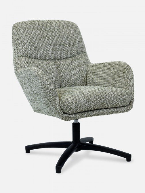 Drava swivel armchair in green chenille
