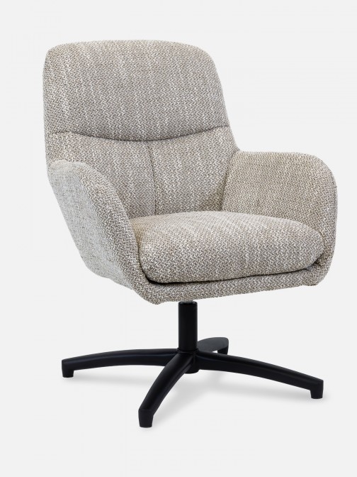 Drava swivel armchair in beige chenille
