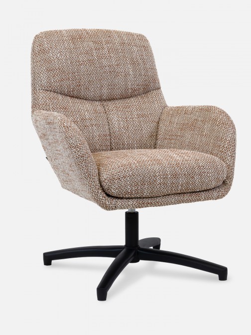 Drava swivel armchair in orange chenille