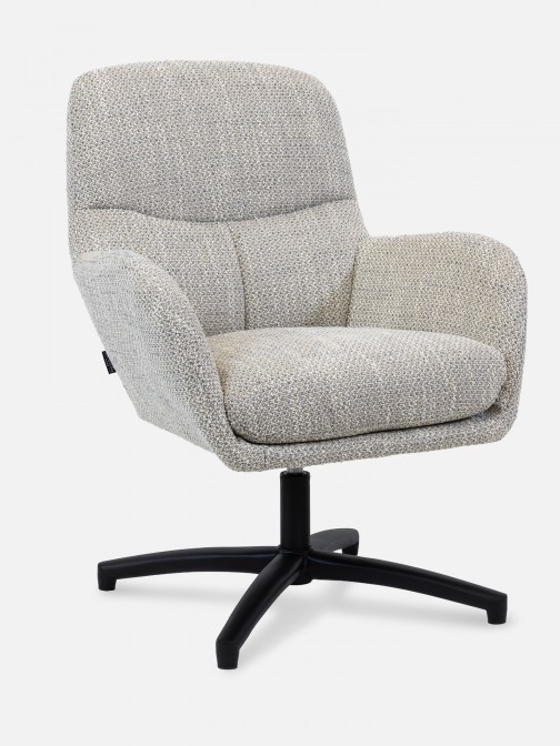 Drava swivel armchair in gray chenille
