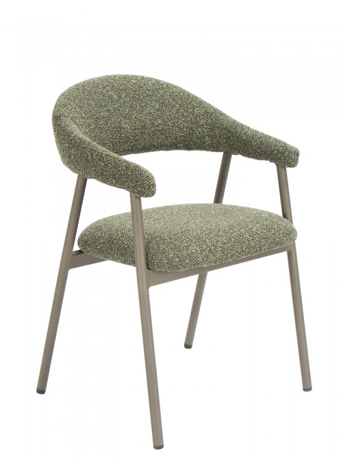 Silla de comedor de tela verde Euron