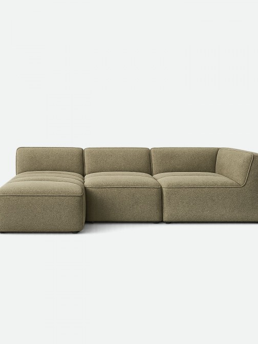 Teddy 3-Seater Sofa with Chaise Longue in Green 249 cm