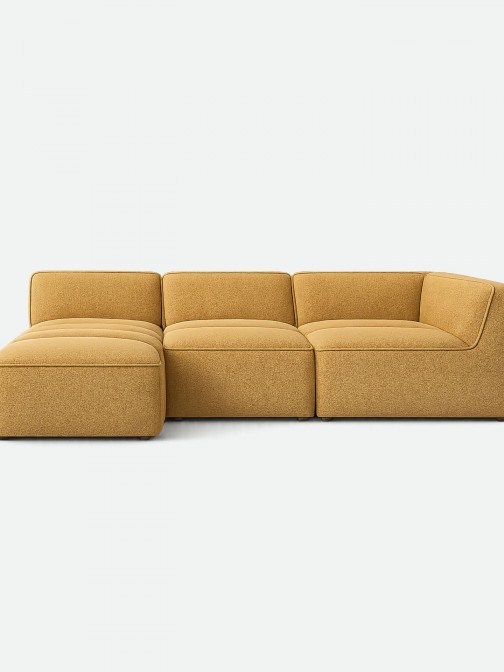 Teddy 3-Seater Sofa with Chaise Longue in Gold 249 cm