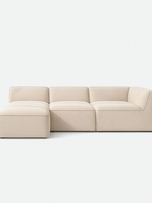 Teddy 3-Seater Sofa with Chaise Longue Cream 249 cm