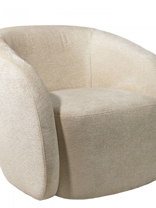 Swivel armchair Baltea in beige chenille