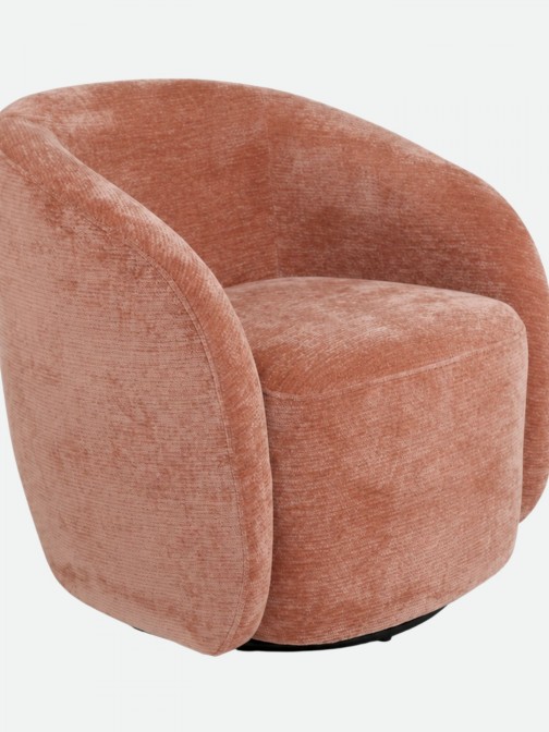 Swivel armchair Baltea in pink chenille