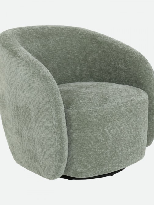 Swivel armchair Baltea in green chenille