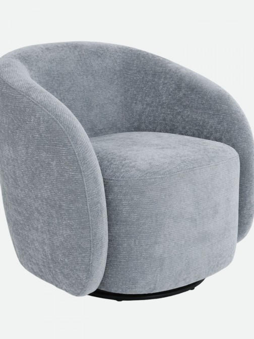 Swivel armchair Baltea in blue chenille