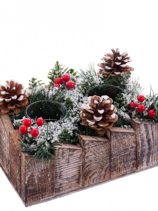 Portavelas de Navidad de Madera 619 Marrn