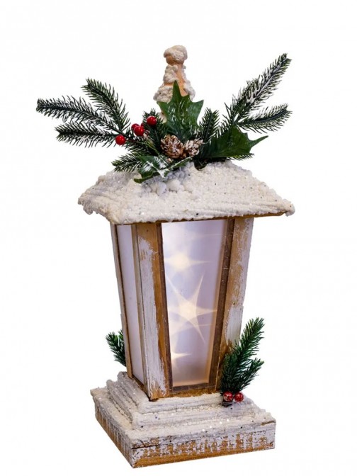 Lanterna de Madeira de Natal 704 Castanho