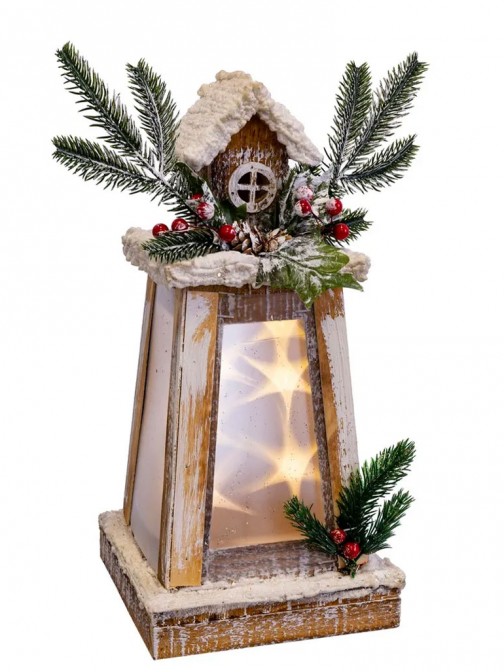 Linterna de Navidad de Madera 704 Marrn