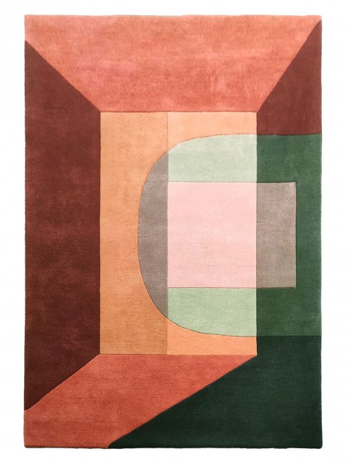 Geometric Wool Area Rug Window Multicolor