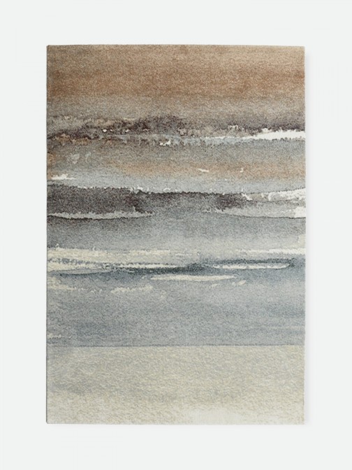 Abstract area rug Corfu 57718 in beige brown and blue