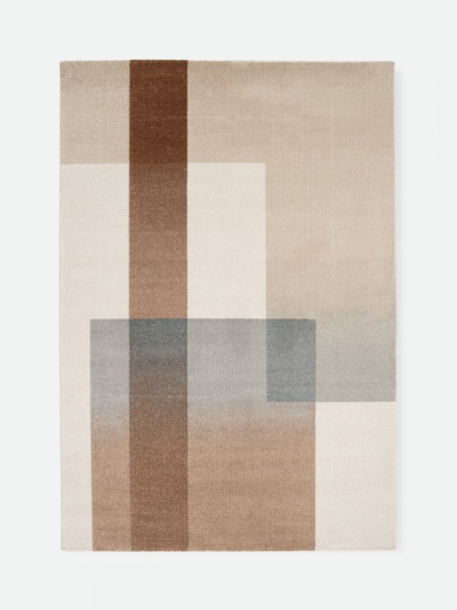 Geometric area rug Corfu 57706 in beige brown and blue