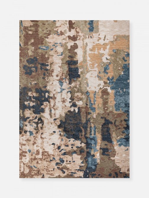 Odense 7748/004 abstract rug in beige brown and blue brown and blue