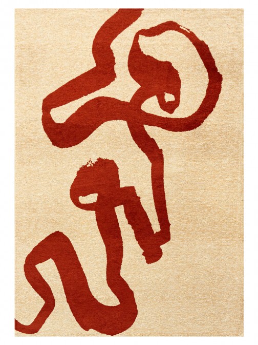 Abstract Area Rug Lace Chenille 9847 Red
