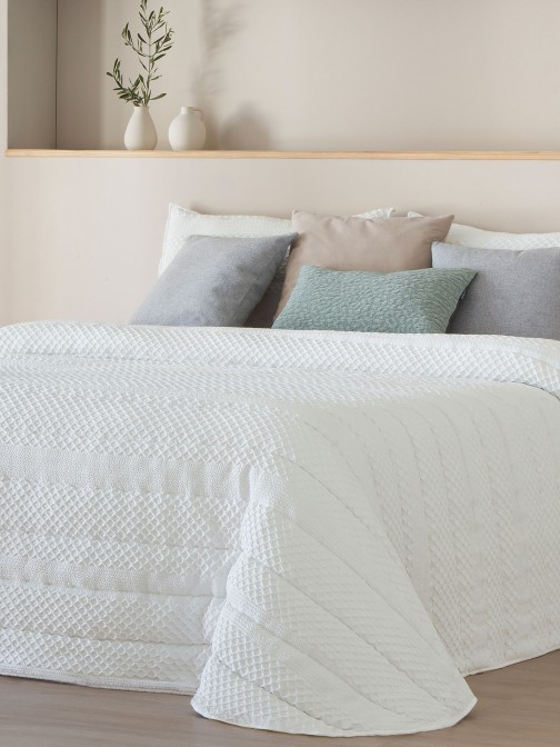 Edredón Cama Doble Lindel Geométrico Blanca