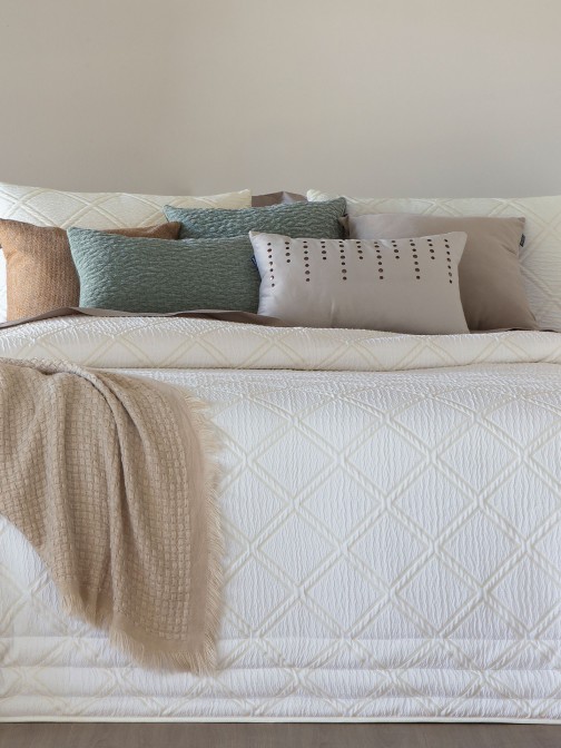 Edredón Cama Doble Tulum Geométrico Blanco