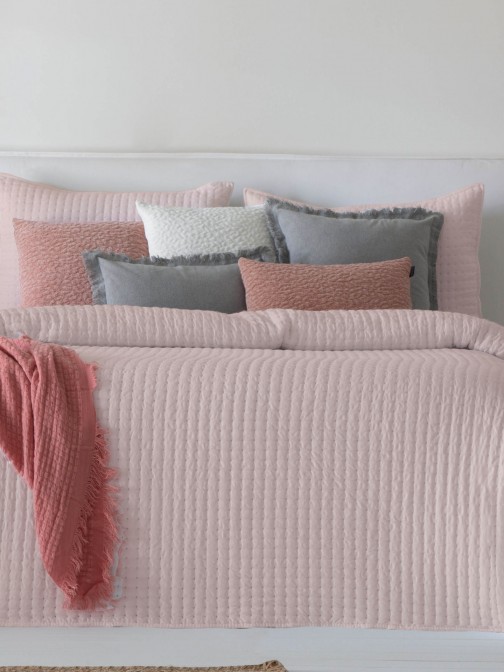 Colcha Cama de Casal Azara Geomtrico Rosa