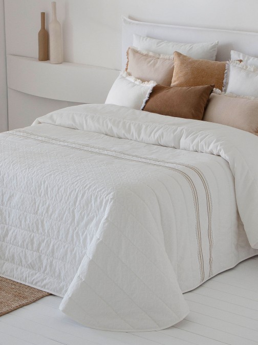 Edredn de Cama Doble Caeli Geomtrico Blanco