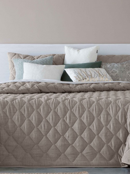 Edredn Cama Doble Rustik Geometrico Beige