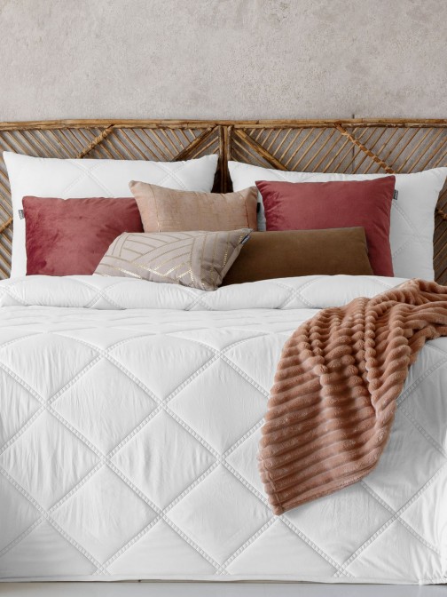 Edredn Cama Doble Caroline Geomtrico Blanco