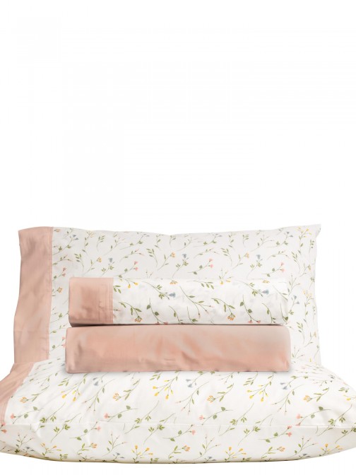Jogo de Lenis Cama de Casal Yola 100% Algodo 4 Peas Rosa