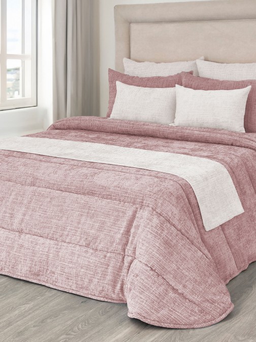 Edredn de Cama Doble Fina Falso Liso Rosa