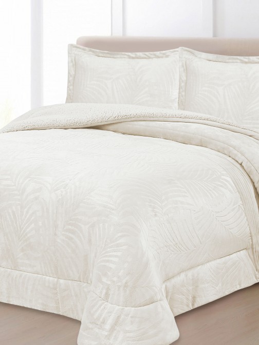 Mari Plain Double Bed Bedspread with Sherpa Natural