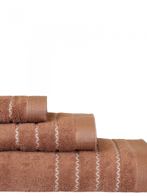 100% Cotton Ravi 3 Towels Bath Set Terracotta
