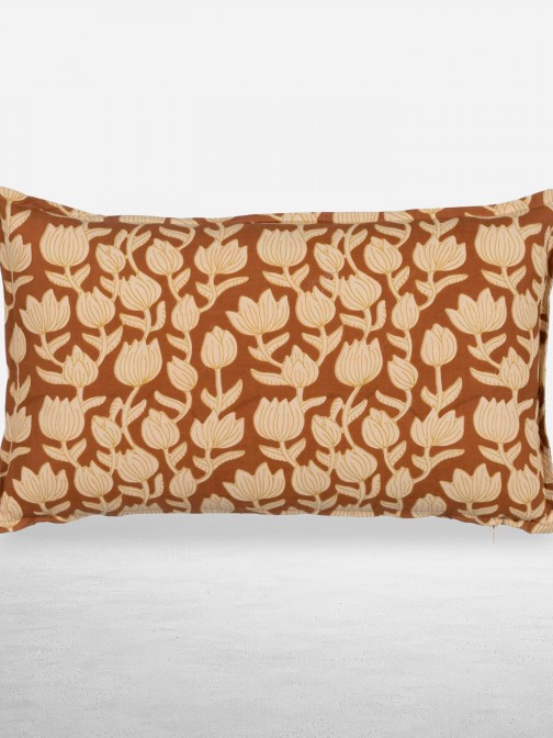 Cushion 640 in cotton with terracotta floral pattern 30 x 50 cm