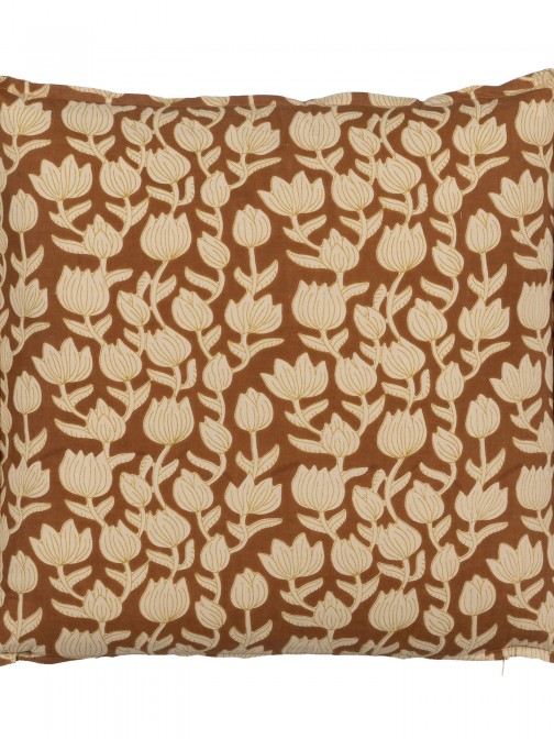 Almofada 641 em algod�o com padr�o floral terracota 50 x 50 cm